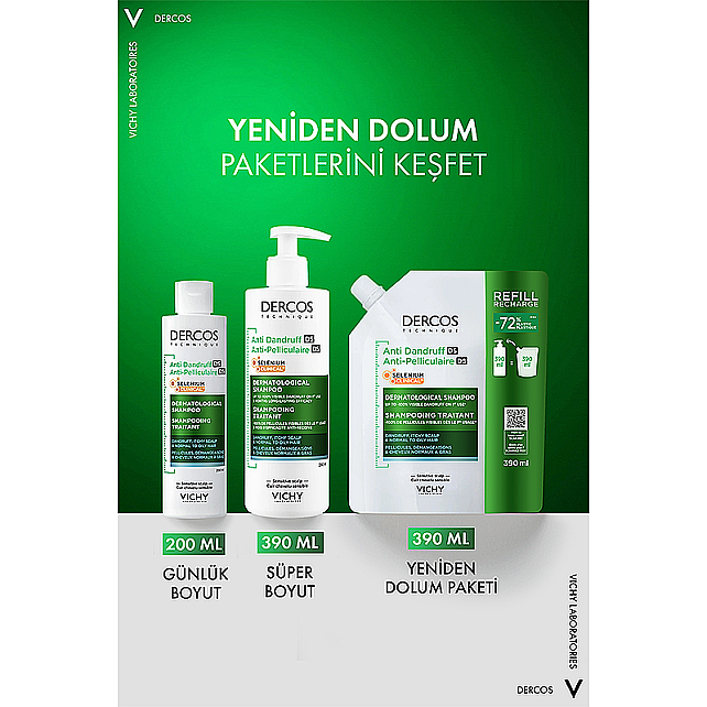 Vichy Dercos Shampoo - Yağlı Saçlar İçin Kepek Karşıtı Şampuan 390ml - 12