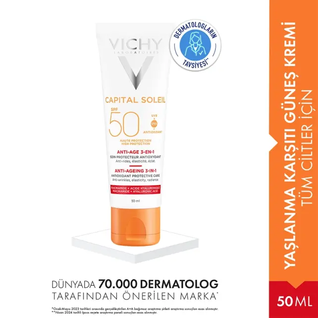 Vichy Ideal Soleil Anti-Age Care SPF 50+ Anti-Age Güneş Koruyucu 50ml - 2
