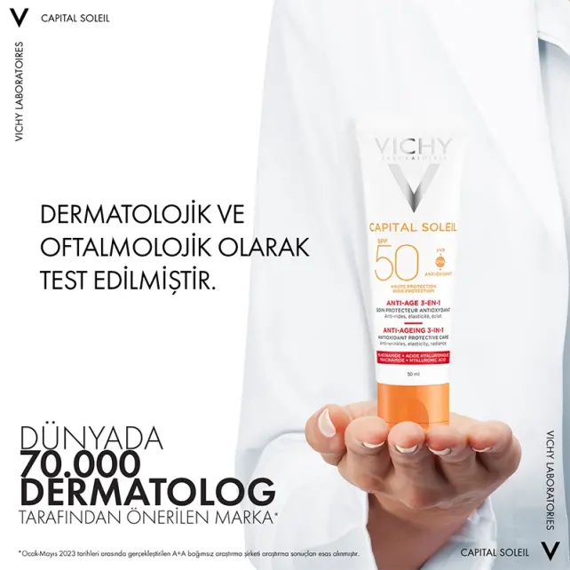 Vichy Ideal Soleil Anti-Age Care SPF 50+ Anti-Age Güneş Koruyucu 50ml - 6