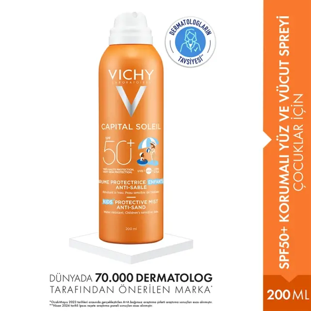Vichy Ideal Soleil Childiren SPF 50+ Çocuklar İçin Güneş Koruyucu Sprey 200ml - 2
