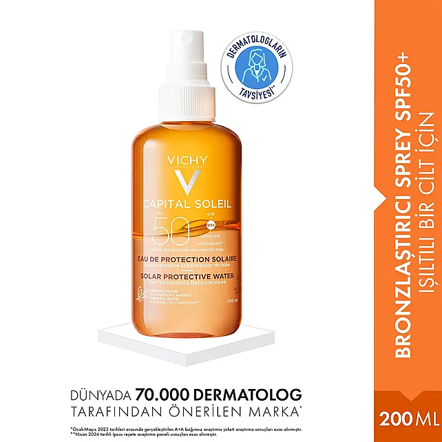 Vichy Ideal Soleil Enhanced Tan Solar Protective Water SPF 50 Güneş Spreyi 200ml - 2
