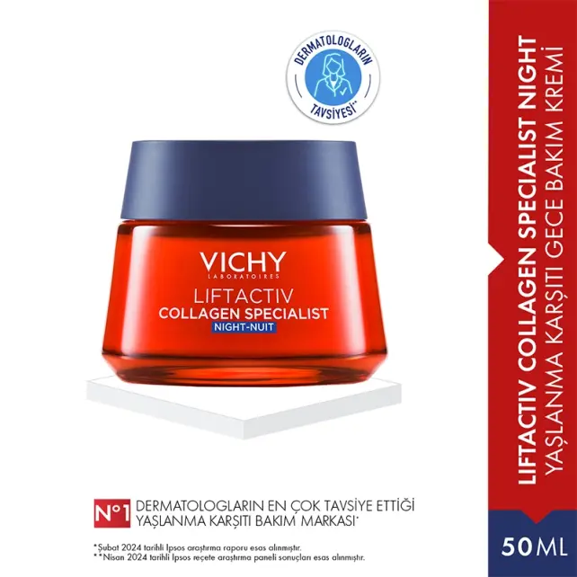 Vichy Liftactiv Collagen Specialist - Yaşlanma Karşıtı Gece Bakım Kremi 50ml - 2