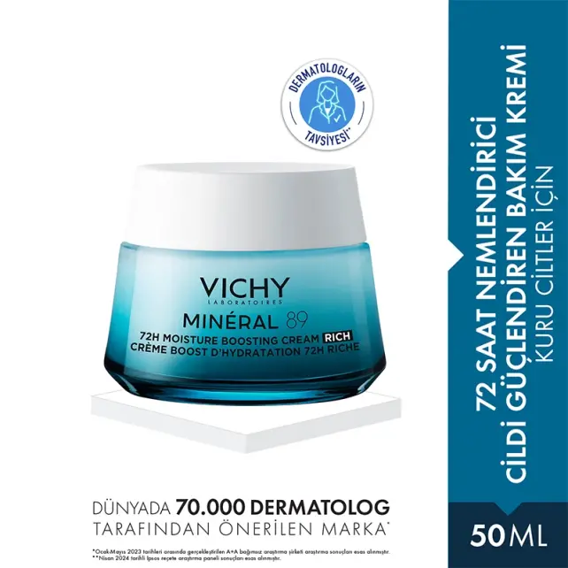 Vichy Mineral 89 72H Moisture Boosting Rich Cream - Nemlendirici Bakım Kremi 50ml - 2