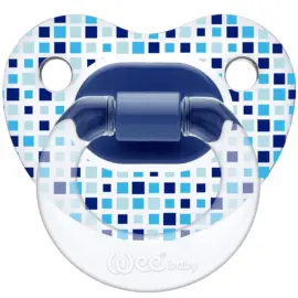 Wee Baby Şeffaf Desenli Damaklı Emzik - Mavi 0-6 Ay - Weebaby
