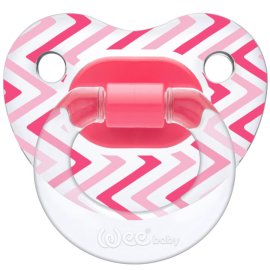 Wee Baby Şeffaf Desenli Damaklı Emzik - Pembe 0-6 Ay - Weebaby