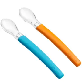 Weebaby Silikon Mama Kaşığı 2'li 6+Ay Mavi-Turuncu - Weebaby
