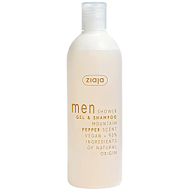 Ziaja Men 2 In 1 Shower Gel & Shampoo - Erkekler İçin Dağ Biberi Duş Jeli ve Şampuan 400ml - Ziaja