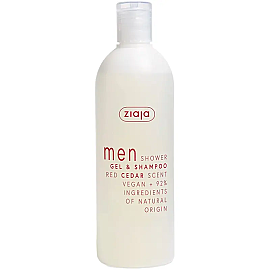 Ziaja Men 2 In 1 Shower Gel & Shampoo - Erkekler İçin Kırmızı Sedir Duş Jeli ve Şampuan 400ml - Ziaja