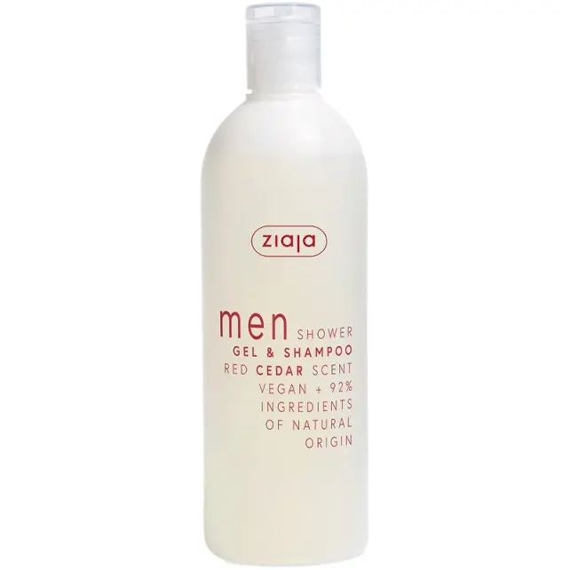 Ziaja Men 2'in 1 Shower Gel & Shampoo - Erkekler İçin Kırmızı Sedir Duş Jeli ve Şampuan 400ml - 1