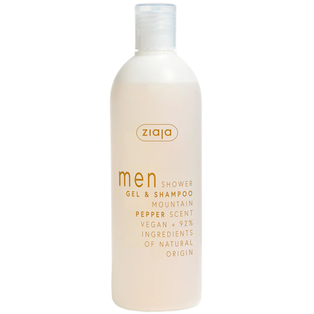 Ziaja Men 2'in 1 Shower Gel & Shampoo - Erkekler İçin Dağ Biberi Duş Jeli ve Şampuan 400ml - 1