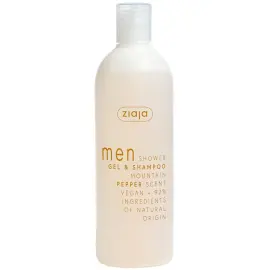 Ziaja Men 2'in 1 Shower Gel & Shampoo - Erkekler İçin Dağ Biberi Duş Jeli ve Şampuan 400ml - Ziaja